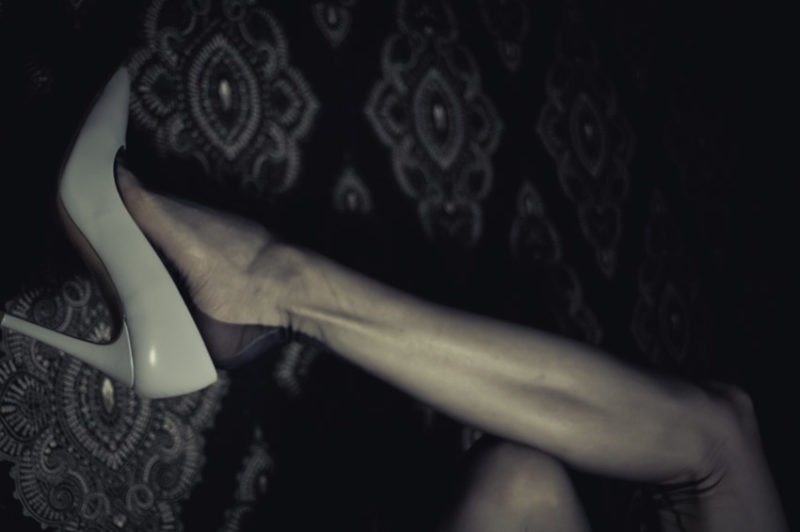 Deep blue ff seamed nylon stockings