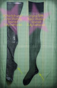 AG Nahtstrumpf real seamed latex stockings and fully fashioned nylon stockings AG Nahtstrumpf latex stockings vs real seamed nylons