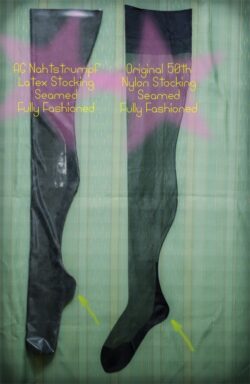 AG Nahtstrumpf real seamed latex stockings and fully fashioned nylon stockings AG Nahtstrumpf latex stockings vs real seamed nylons
